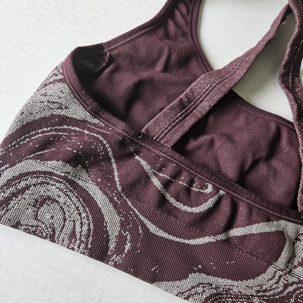 Athleta Aurora Shine Cross Back Sports Bra in Spiced Cabernet Size Large - Picture 5 of 6